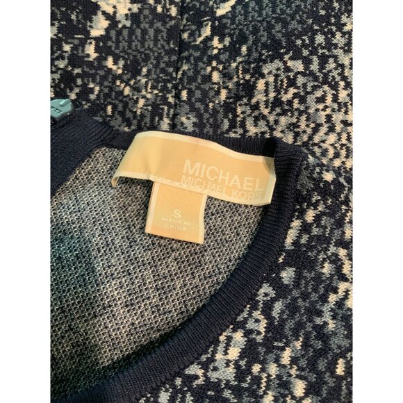 Michael Kors Blue Geometric Reptile Patterned A-Line Dress, Size s - Picture 6 of 6